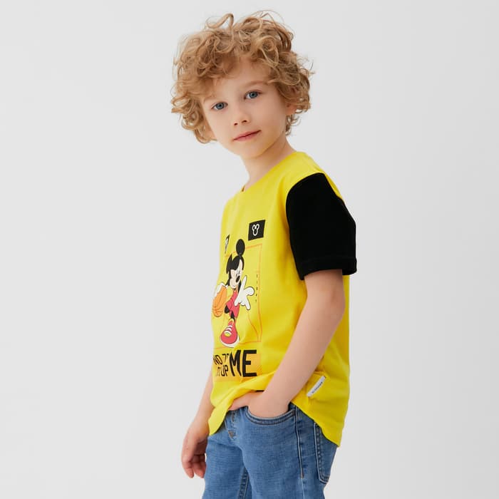 Футболка детская Mickey «Микки Маус», рост 98-104 см, жёлтая