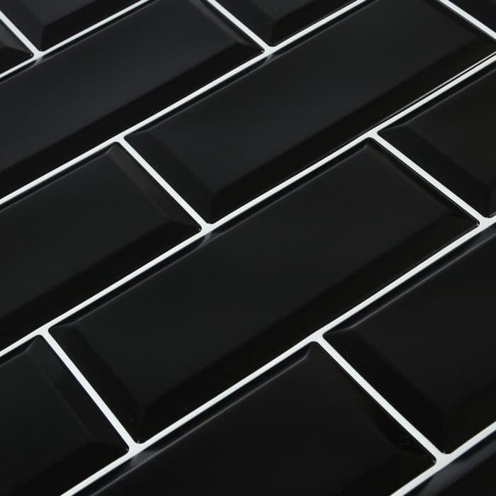 Стеновая панель ПВХ «Блок», 962×484 мм, цвет чёрный, белый шов