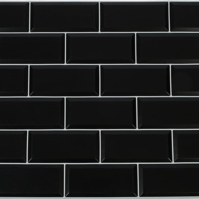 Стеновая панель ПВХ «Блок», 962×484 мм, цвет чёрный, белый шов