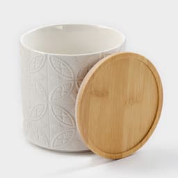 Банка для хранения сыпучих продуктов BellaTenero, 660 мл, d=10.5 см, с бамбуковой крышкой, фарфор, белая