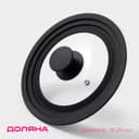 Крышка для сковороды и кастрюли Доляна, универсальная, d=16/18/20 см, с силиконовым ободком и ручкой, стекло, чёрная