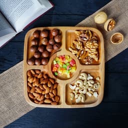 Менажница Доляна, 25×25×1.8 см, 5 секций, квадратная, дерево берёза