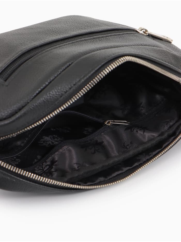 Сумка женская кросс-боди TEXTURA на молнии, 25×6×14 см, чёрная