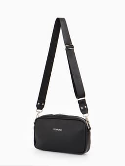 Сумка женская кросс-боди TEXTURA на молнии, 25×6×14 см, чёрная