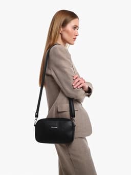 Сумка женская кросс-боди TEXTURA на молнии, 25×6×14 см, чёрная