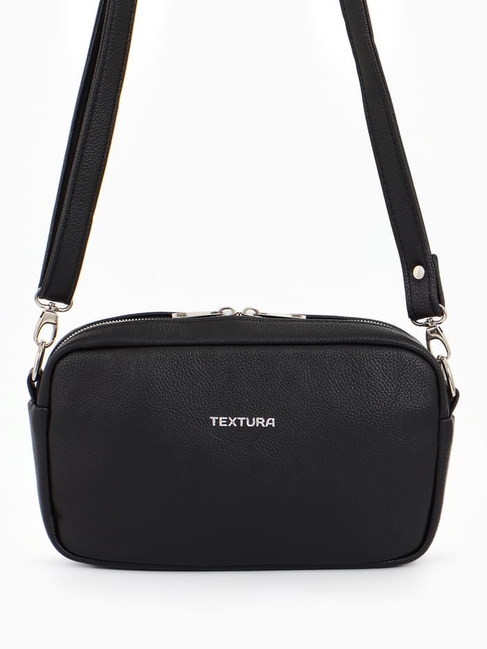 Сумка женская кросс-боди TEXTURA на молнии, 25×6×14 см, чёрная