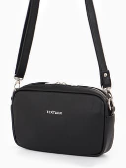Сумка женская кросс-боди TEXTURA на молнии, 25×6×14 см, чёрная