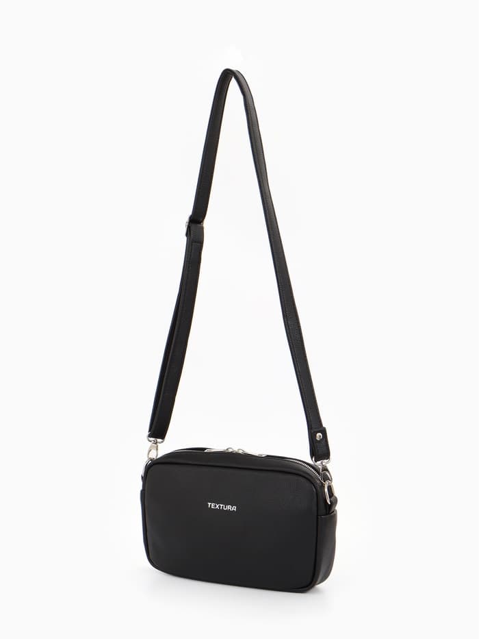 Сумка женская кросс-боди TEXTURA на молнии, 25×6×14 см, чёрная