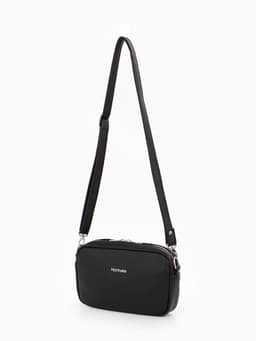 Сумка женская кросс-боди TEXTURA на молнии, 25×6×14 см, чёрная