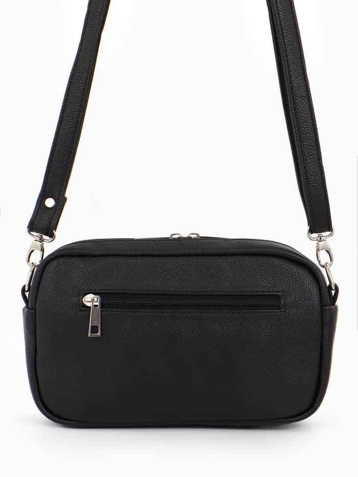 Сумка женская кросс-боди TEXTURA на молнии, 25×6×14 см, чёрная