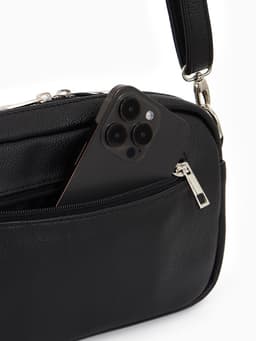 Сумка женская кросс-боди TEXTURA на молнии, 25×6×14 см, чёрная
