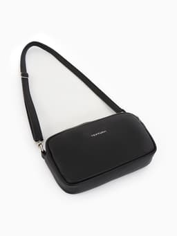 Сумка женская кросс-боди TEXTURA на молнии, 25×6×14 см, чёрная