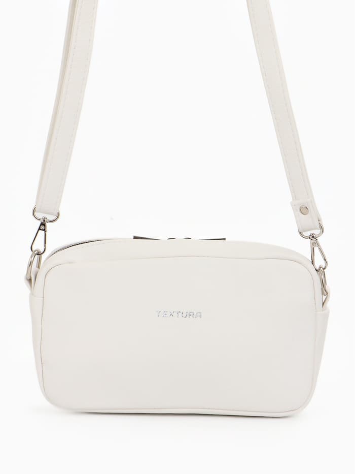 Сумка женская кросс-боди TEXTURA на молнии, 25×6×14 см, белая