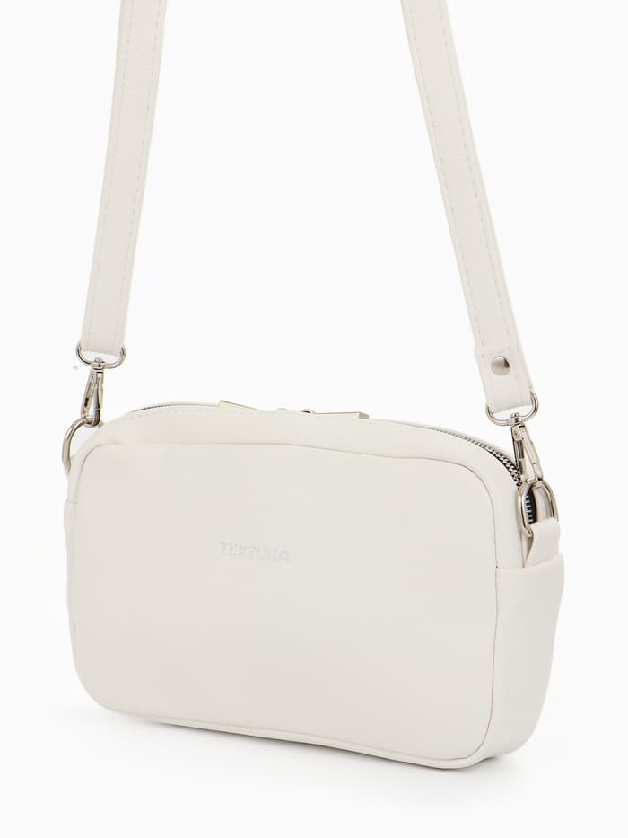 Сумка женская кросс-боди TEXTURA на молнии, 25×6×14 см, белая