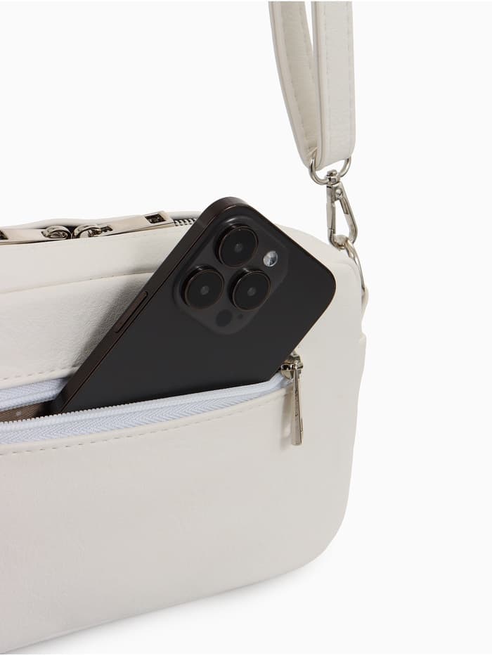 Сумка женская кросс-боди TEXTURA на молнии, 25×6×14 см, белая