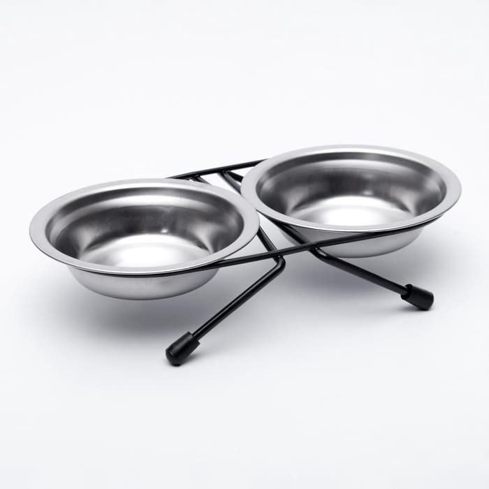 Набор из 2 мисок, 2×100 мл, на чёрной подставке, нержавеющая сталь