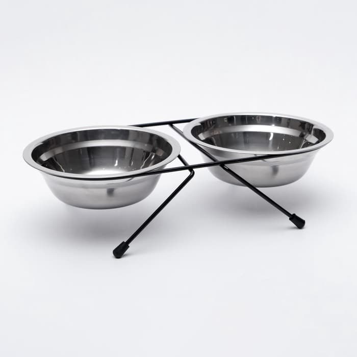Набор из 2 мисок, 2×500 мл, на чёрной подставке, нержавеющая сталь