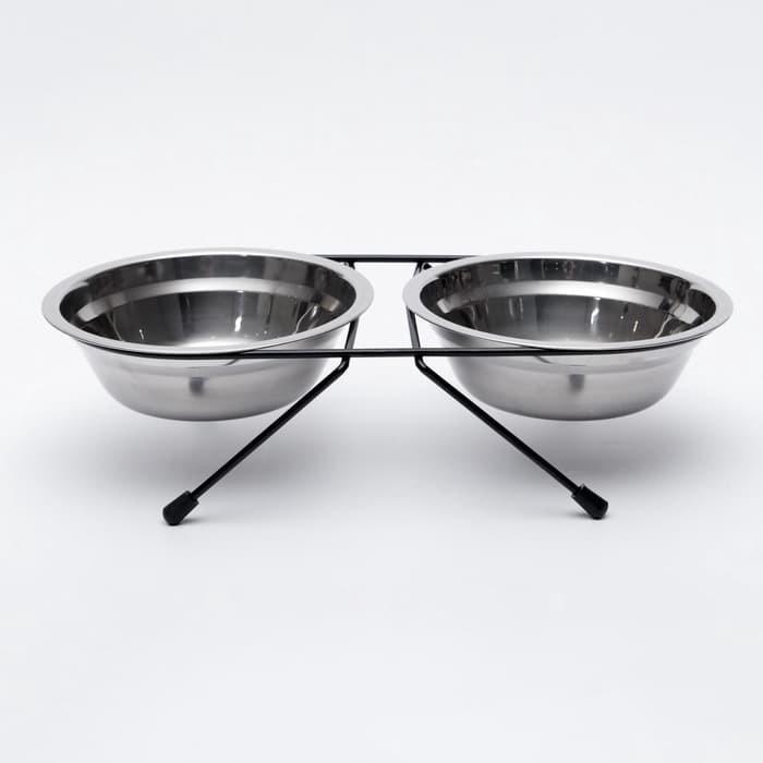 Набор из 2 мисок, 2×500 мл, на чёрной подставке, нержавеющая сталь