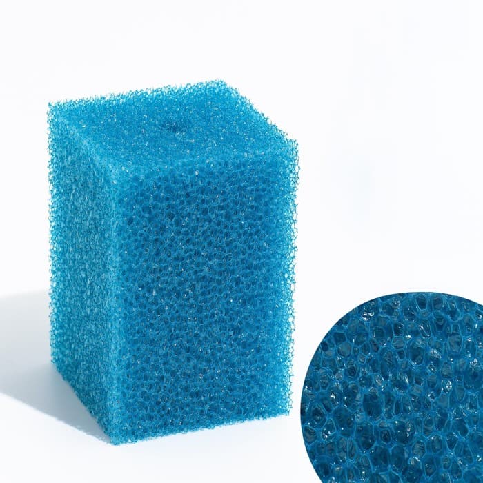 Губка прямоугольная для фильтра № 8, крупнопористая, 8×8×12 см, синяя