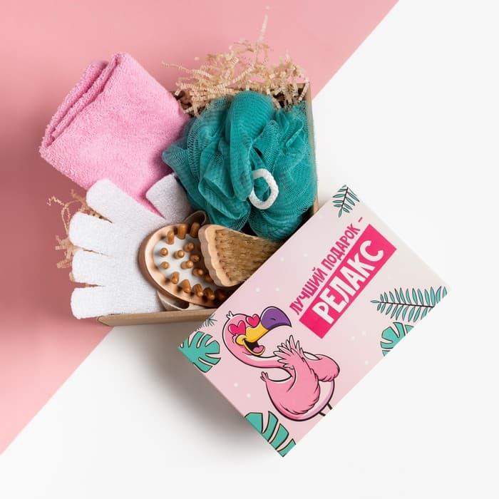 Подарочный набор «Этель. Релакс», полотенце 30×60 см, мочалка, щётка