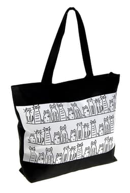 Сумка - шоппер «Котики», на молнии, с подкладкой, 42×9×32 см, чёрный