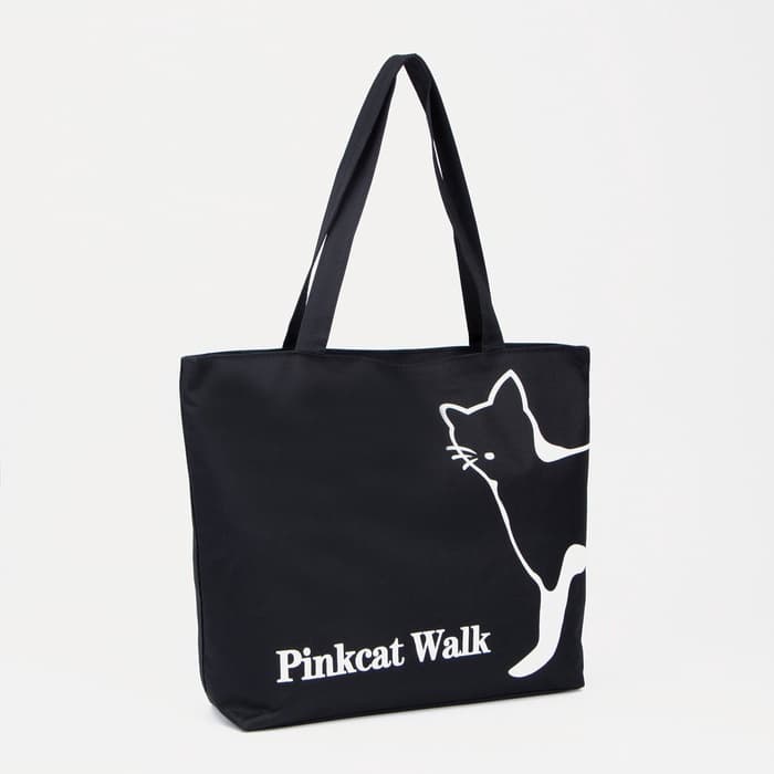 Сумка - шоппер, на молнии, с подкладкой, 42×9×32 см, с принтом, чёрная