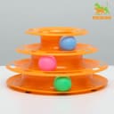 Игровой комплекс для кошек «Пижон», 24.5×24.5×13 см, с 3 шариками, оранжевый