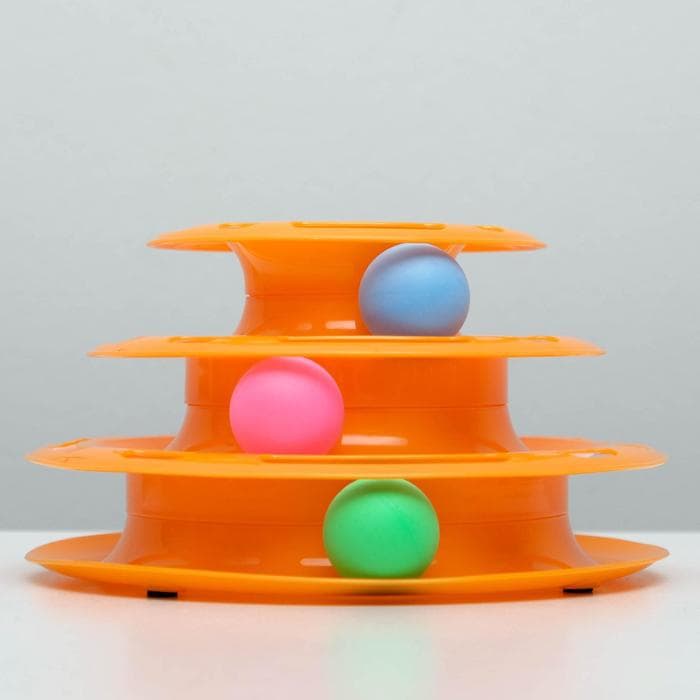Игровой комплекс для кошек «Пижон», 24.5×24.5×13 см, с 3 шариками, оранжевый