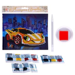 Алмазная мозаика с частичным заполнением для детей «Жёлтая тачка», 20×25 см