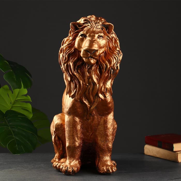 Фигурка «Лев сидящий», гипс под бронзу, 54×39×24 см