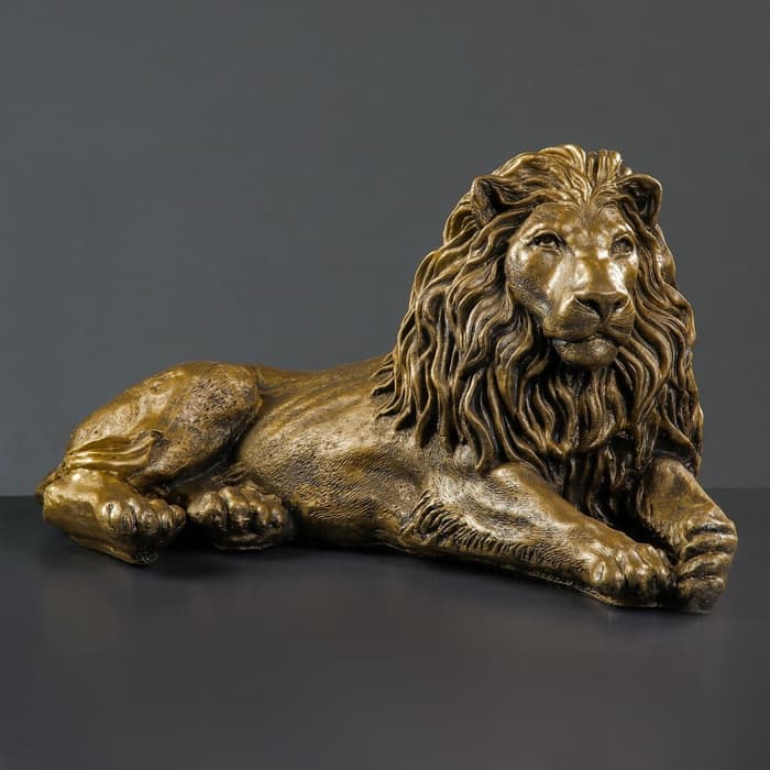 Фигура гипс «Лев на отдыхе», под бронзу, 65×35×32 см