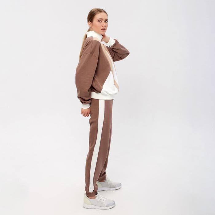 Костюм женский (свитшот, брюки) MINAKU: Casual Collection, размер 42, экрю