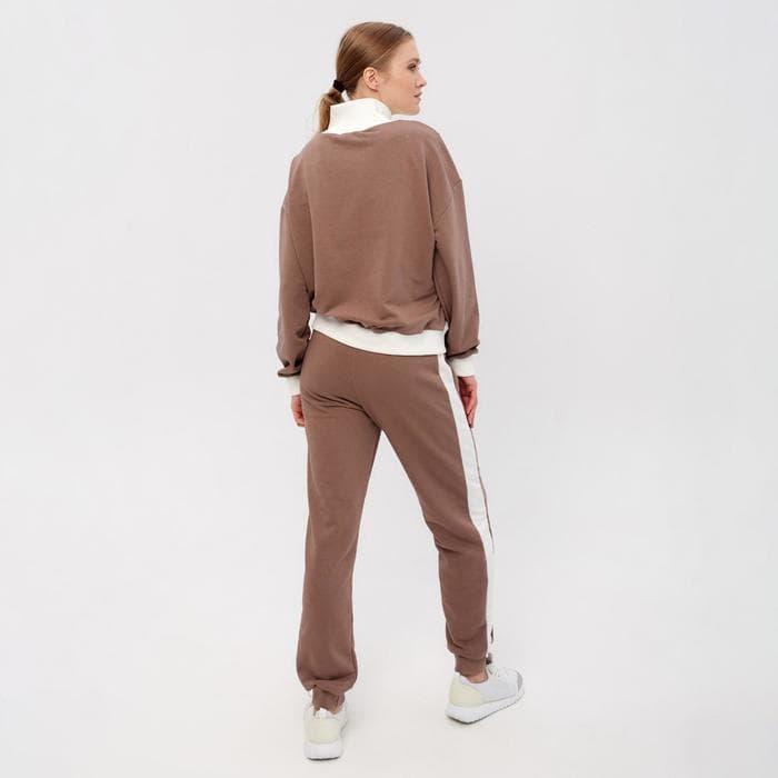 Костюм женский (свитшот, брюки) MINAKU: Casual Collection, размер 42, экрю