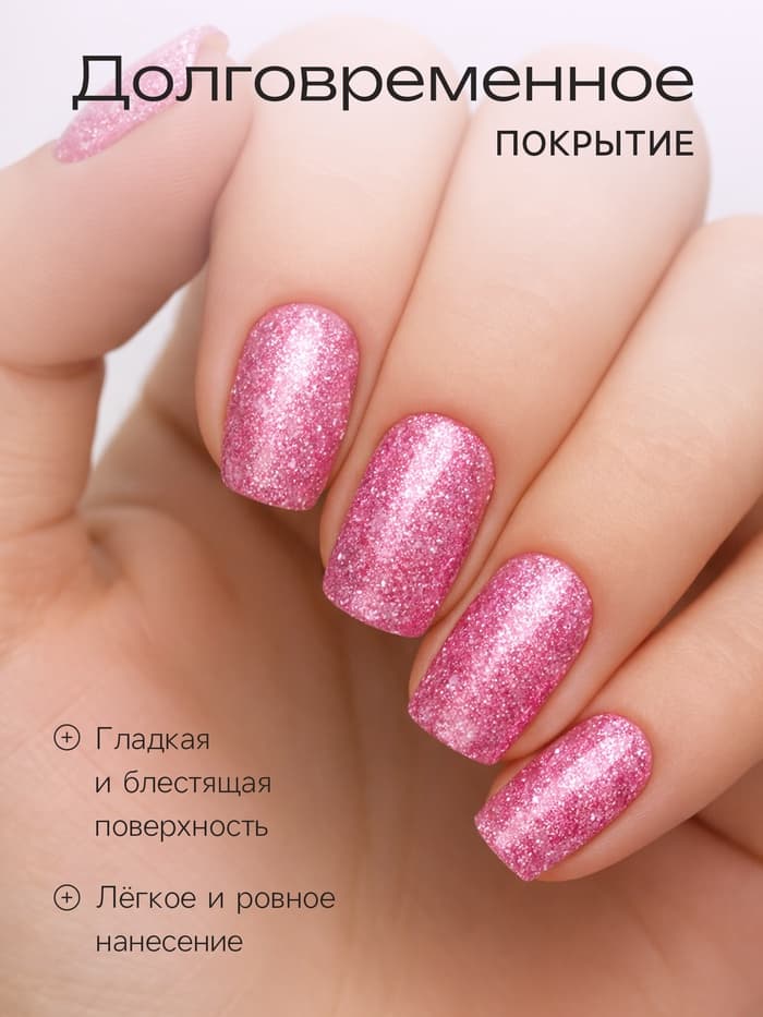 Лак для ногтей с эффектом геля Jeanmishel, тон 160, искрящийся розовый, 6 мл