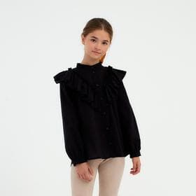 Рубашка для девочки MINAKU: Cotton collection, чёрная, рост 104 см