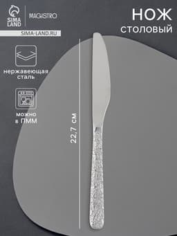 Нож столовый Magistro «Олин», длина 22.7 см, нержавеющая сталь, серебристый