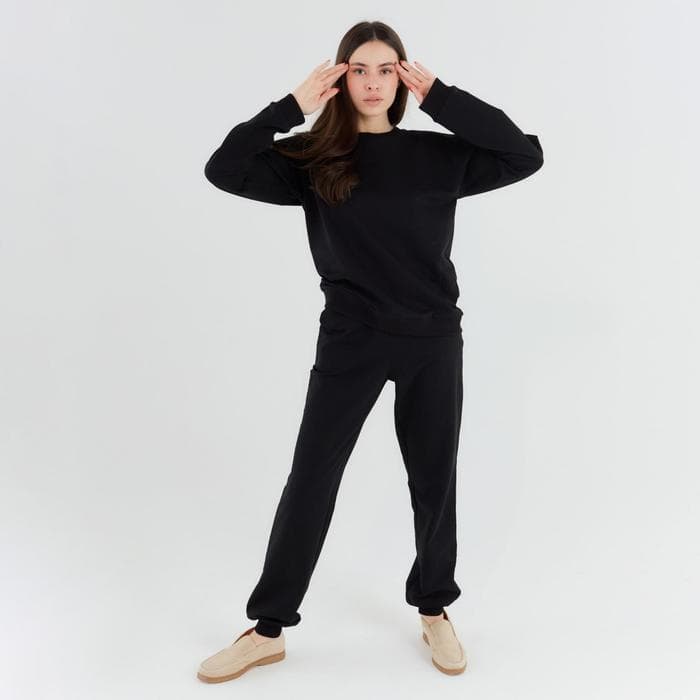 Костюм спортивный женский: свитшот, брюки, MINAKU: Casual Collection, размер 50, чёрный