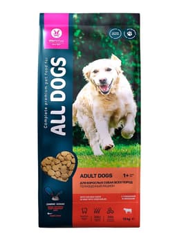 Сухой корм ALL DOGS для собак, говядина и овощи, 13 кг