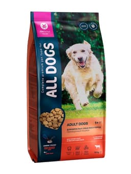 Сухой корм ALL DOGS для собак, говядина и овощи, 13 кг