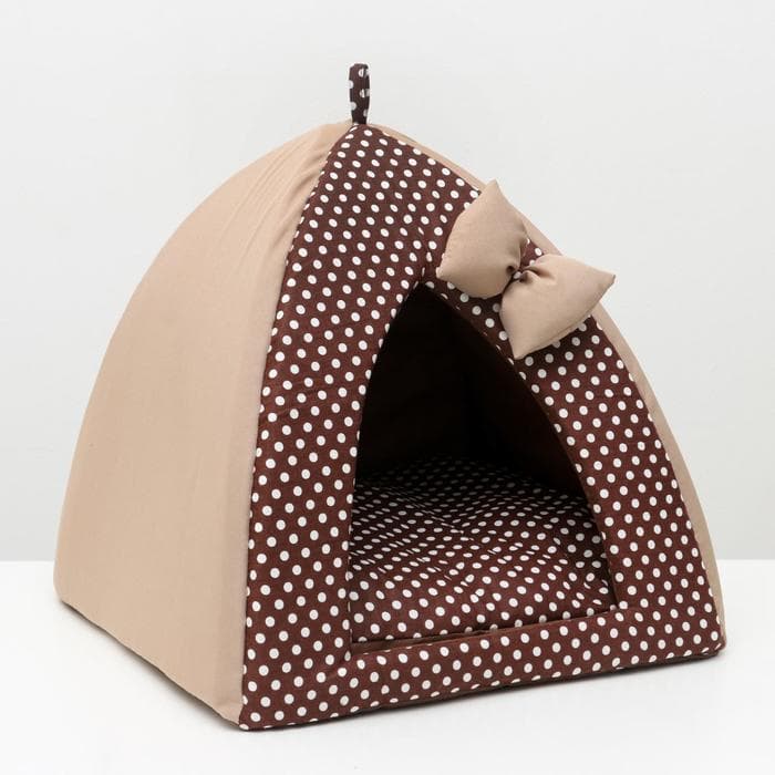 Домик-вигвам для животных «Нежность», 40×40×37 см, бязь, коричневый