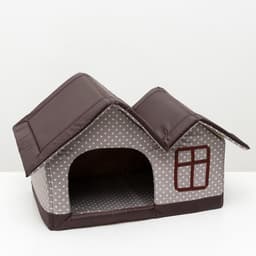 Домик для животных «Вилла», 53×33×37 см, двойной, бязь, бежево-коричневый