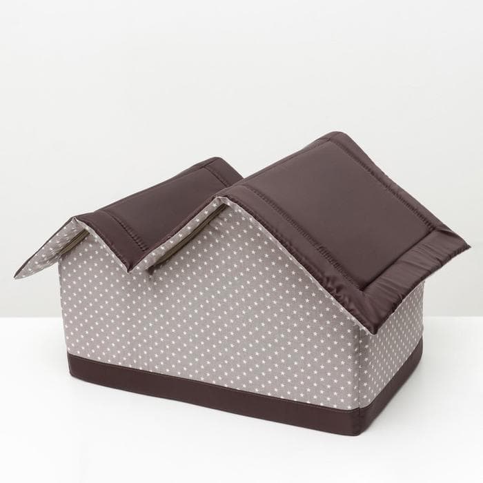 Домик для животных «Вилла», 53×33×37 см, двойной, бязь, бежево-коричневый