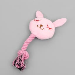 Мягкая игрушка для собак «Зайка с канатом», 18 см, с пищалкой, розовая