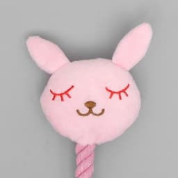 Мягкая игрушка для собак «Зайка с канатом», 18 см, с пищалкой, розовая