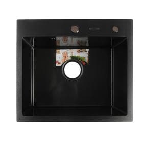 Мойка кухонная AFLORN AF95044F, врезная, S=3.0 и 0.8 мм, 50×44×22 см, сифон, графит
