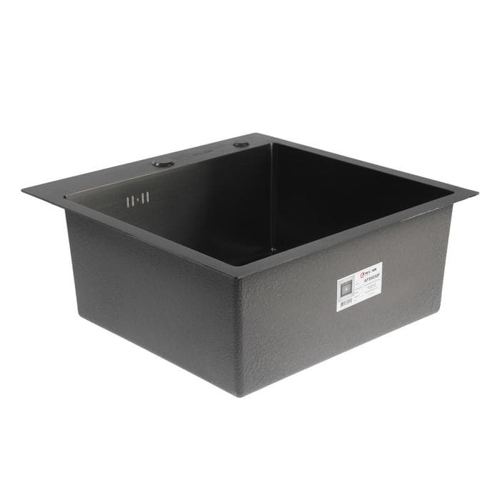 Мойка кухонная AFLORN AF95050F, врезная, S=3.0 и 0.8 мм, 50×50×20 см, сифон, графит