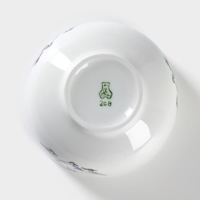 Пиала Добрушский завод «Гуси», 330 мл, d=11 см, фарфор, белая, рисунок МИКС