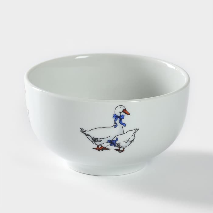 Пиала Добрушский завод «Гуси», 330 мл, d=11 см, фарфор, белая, рисунок МИКС