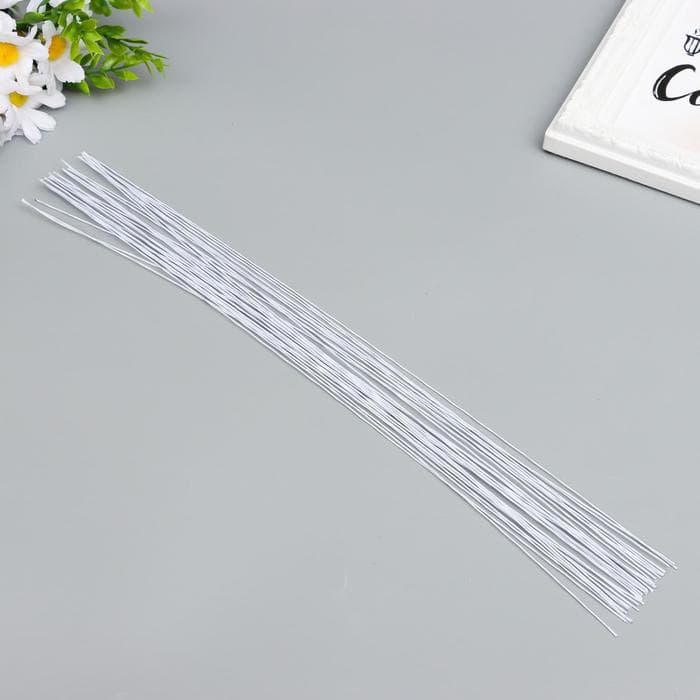 Проволока для творчества Florico 0.7 мм, 30 шт., 40 см, в бумажной оплётке, белый