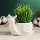 Декоративный горшок для цветов «Улитка», керамический, 200 мл, 13×9×9 см, белый, Greengo